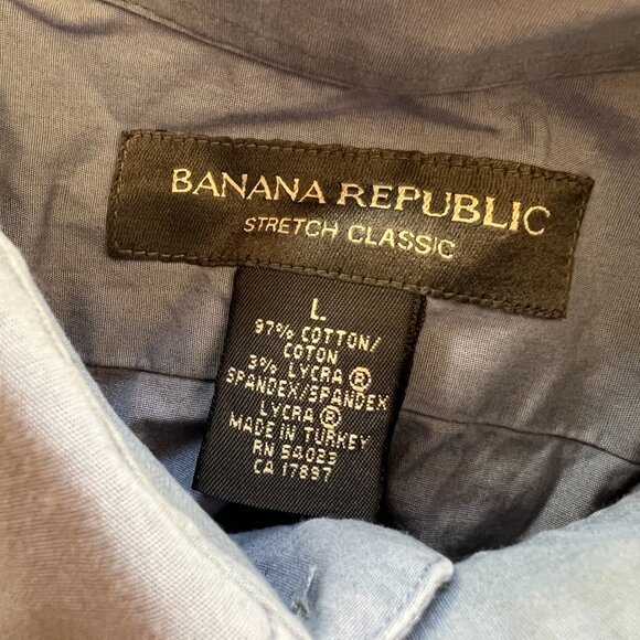 Banana Republic Stretch Classic Long Sleeve Button Up Dress Shirt Large Gray - Picture 3 of 3